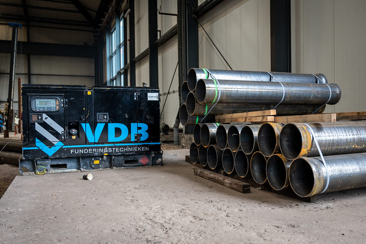 Steel tubes ready for foundation project