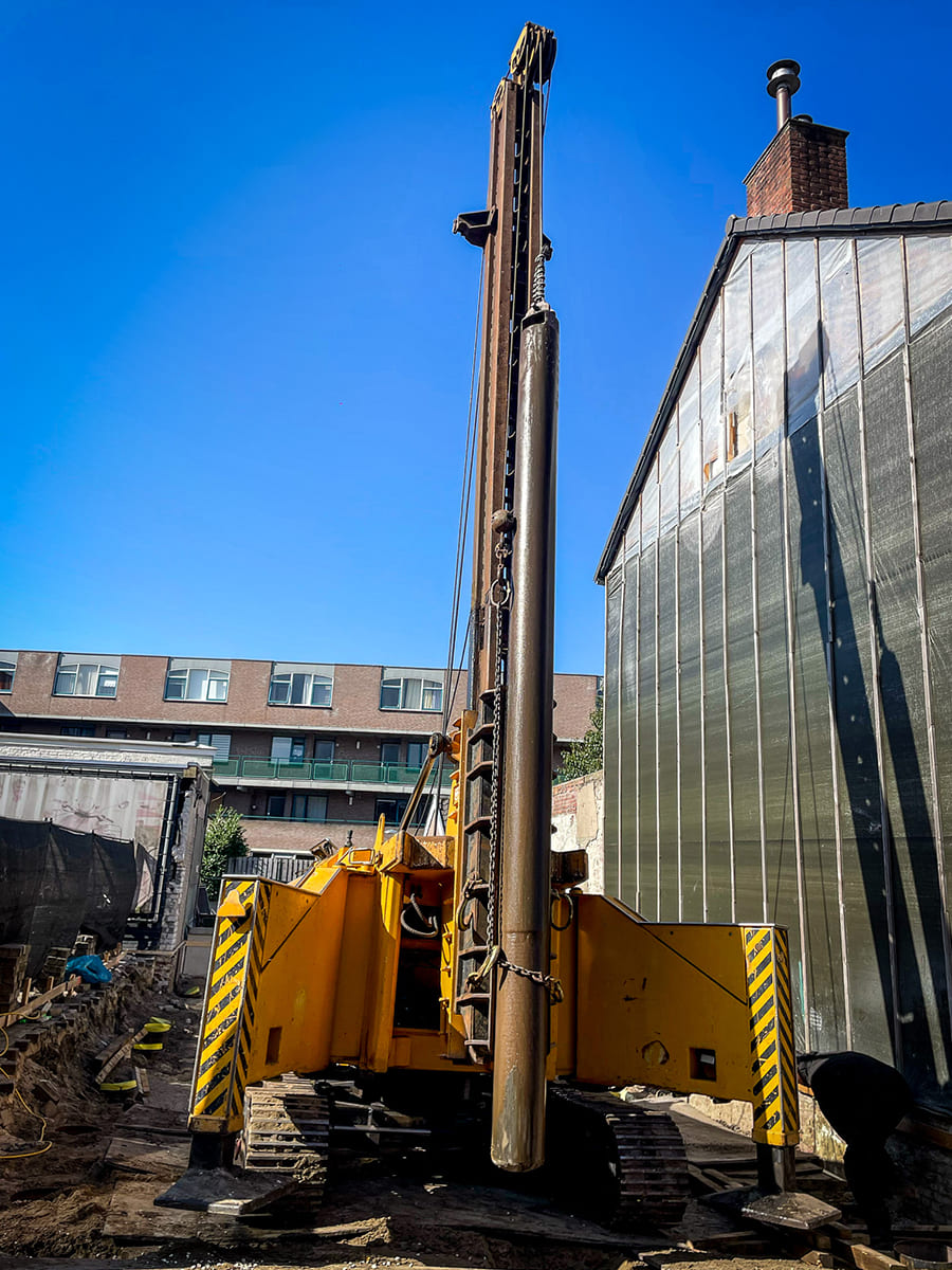 Steel pipe pile driven into the ground