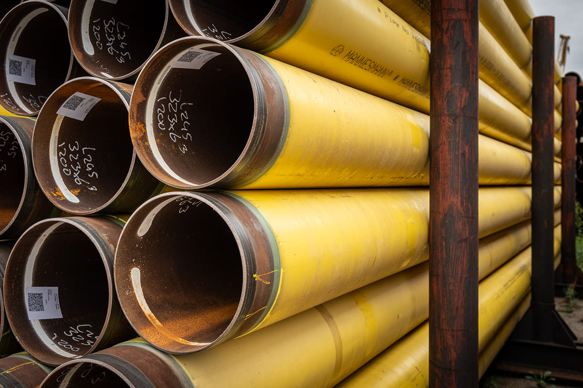 Detail photo - Pipes with yellow PE-coating