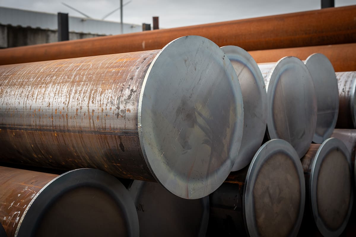 Steel tube with baseplate