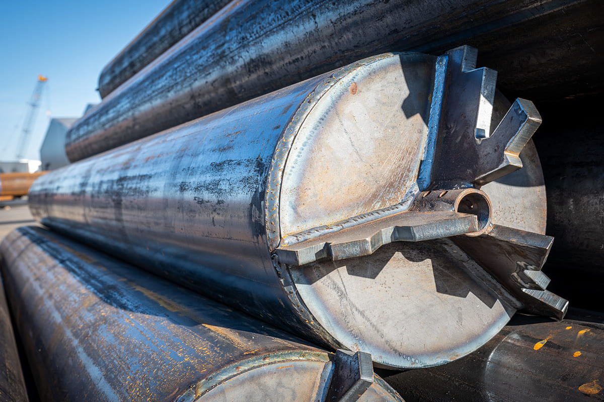 Steel drill pile with construction point